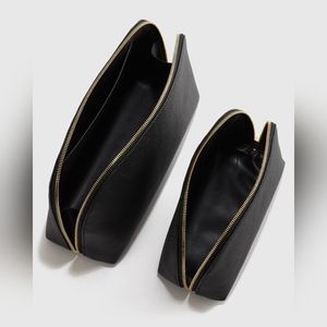 Quince leather travel pouch large black NWOT